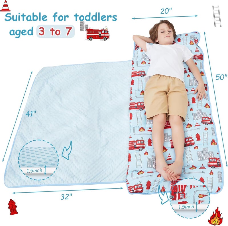 softan Toddler Nap Mat with Pillow and Blanket, Extra Large Rolled Napping Mats,Toddler Sleeping Bag for Daycare,Kids Sleeping Bags for Sleepover,Toddler Sleeping Bag Camping - Image 3